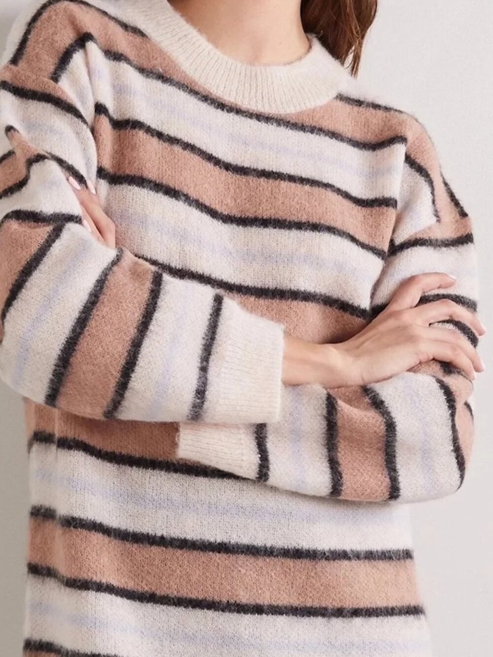 Acne Studios Textured Striped Sweater in Pink